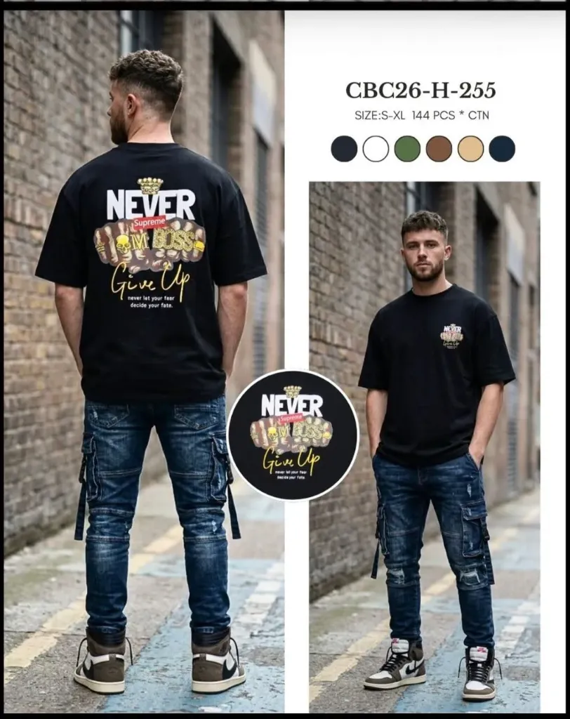 FRANELA OVERSIZE (CBC) NEVER SUPREME H-255 (S, NEGRO)
