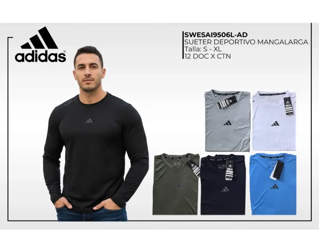 SUDADERA TELA FRIA (ADIDAS) - 9506L-AD (S, NEGRO)