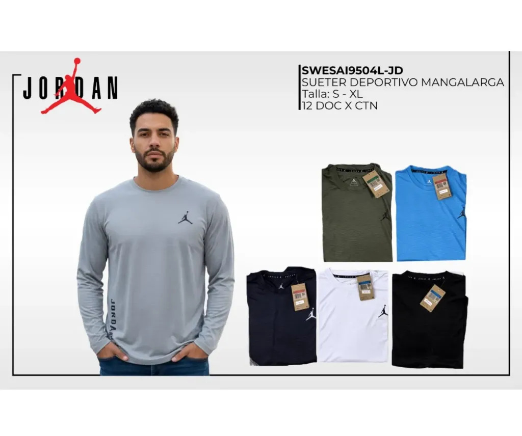 SUDADERA TELA FRIA (JORDAN) - 9504L-JD (S, NEGRO)