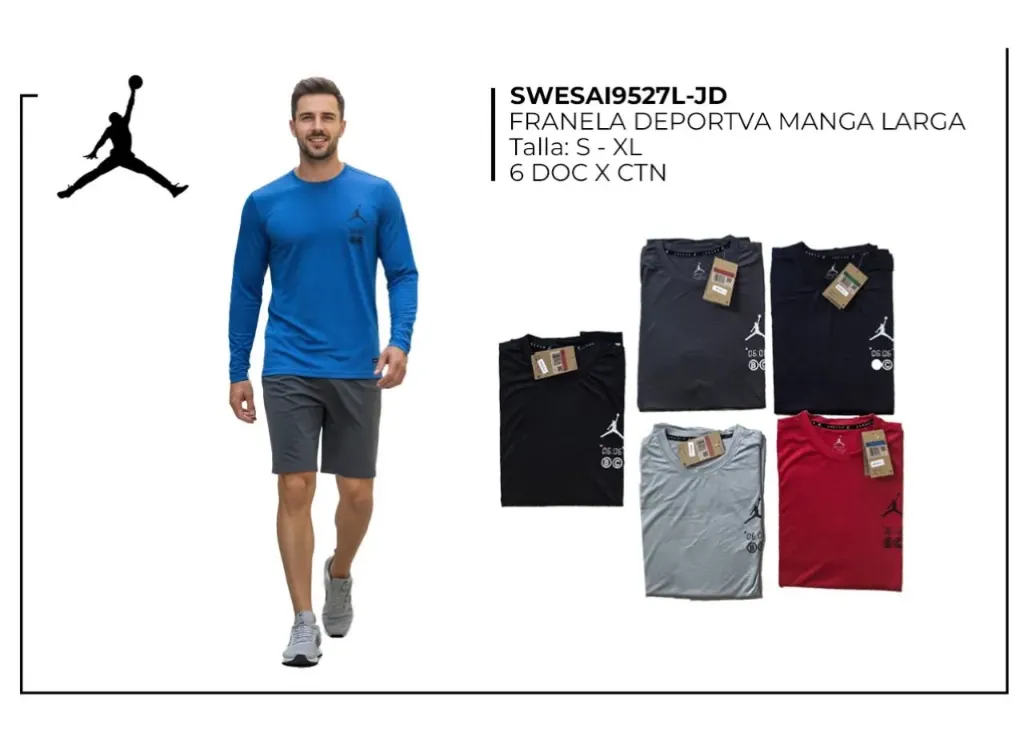SUDADERA TELA FRIA (JORDAN) - 9527L-JD (S, NEGRO)