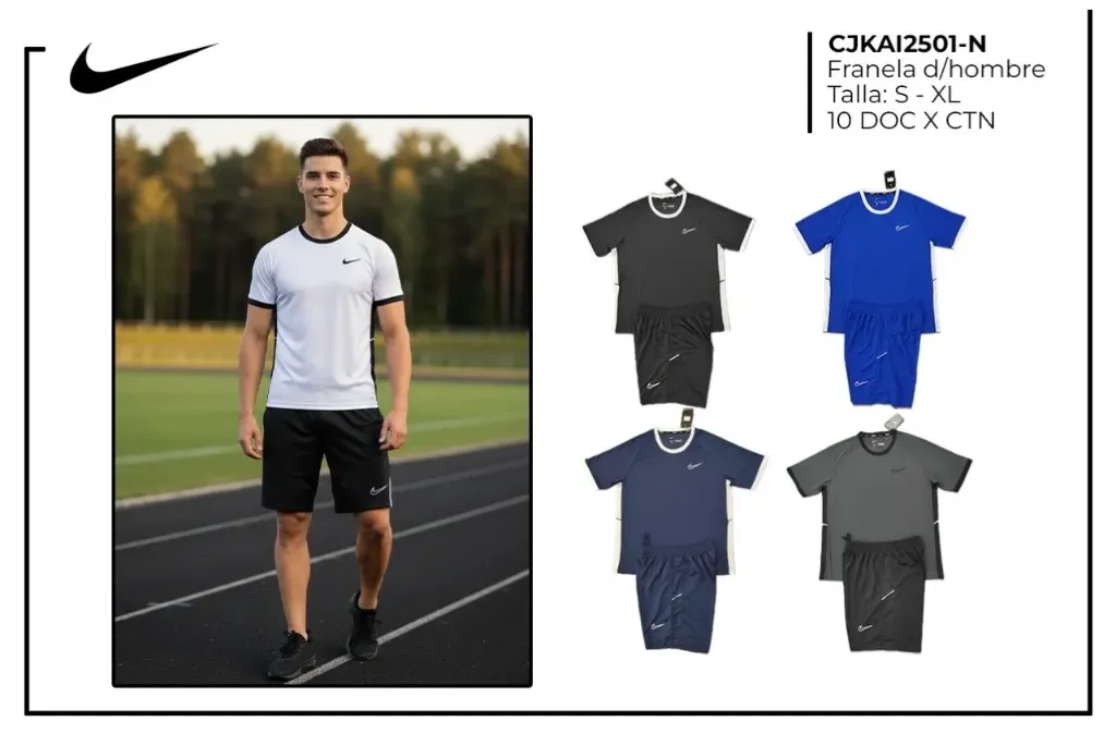 CONJUNTO TELA FRIA (NIKE) - 2501-N (S, NEGRO)