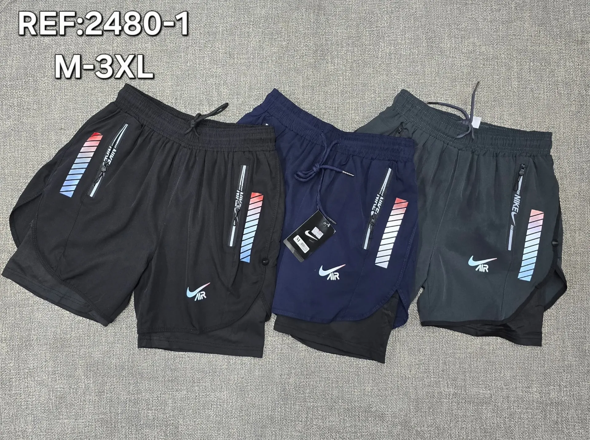 SHORT CON LICRA AAA (NIKE) - 2480 (M, NEGRO)