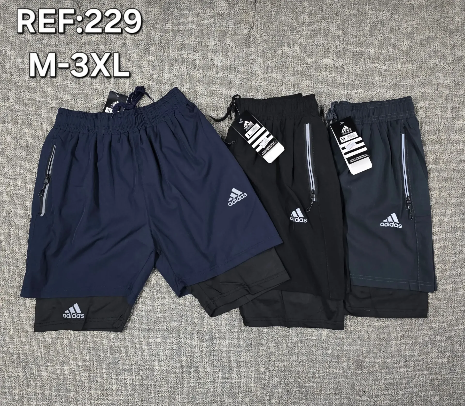 SHORT CON LICRA AAA (ADIDAS) - 229 (M, NEGRO)