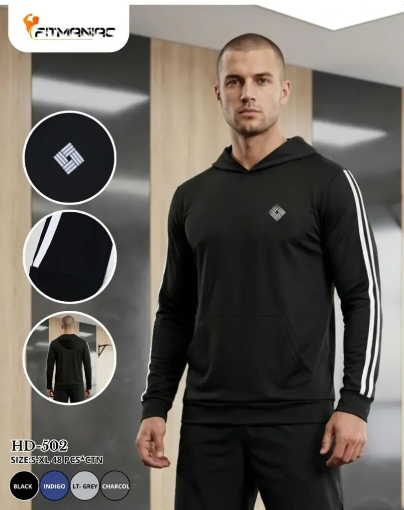 SUDADERA CON CAPUCHA - HD-502 (S, NEGRO)