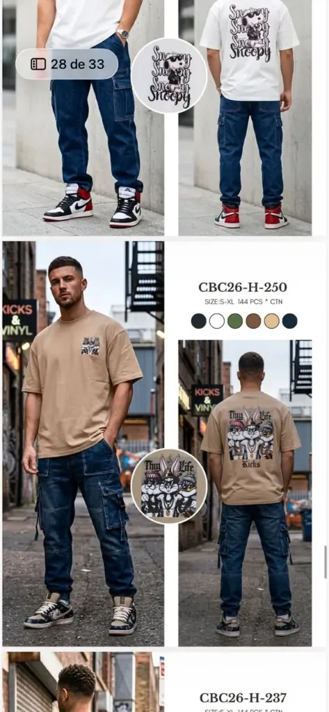 FRANELA OVERSIZE (CBC) - LOONEY TUNES GANG H-250 (S, NEGRO)