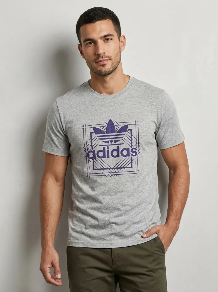 (DOCENA) FRANELA DE ALGODON BASICA - ADIDAS CUADRO
