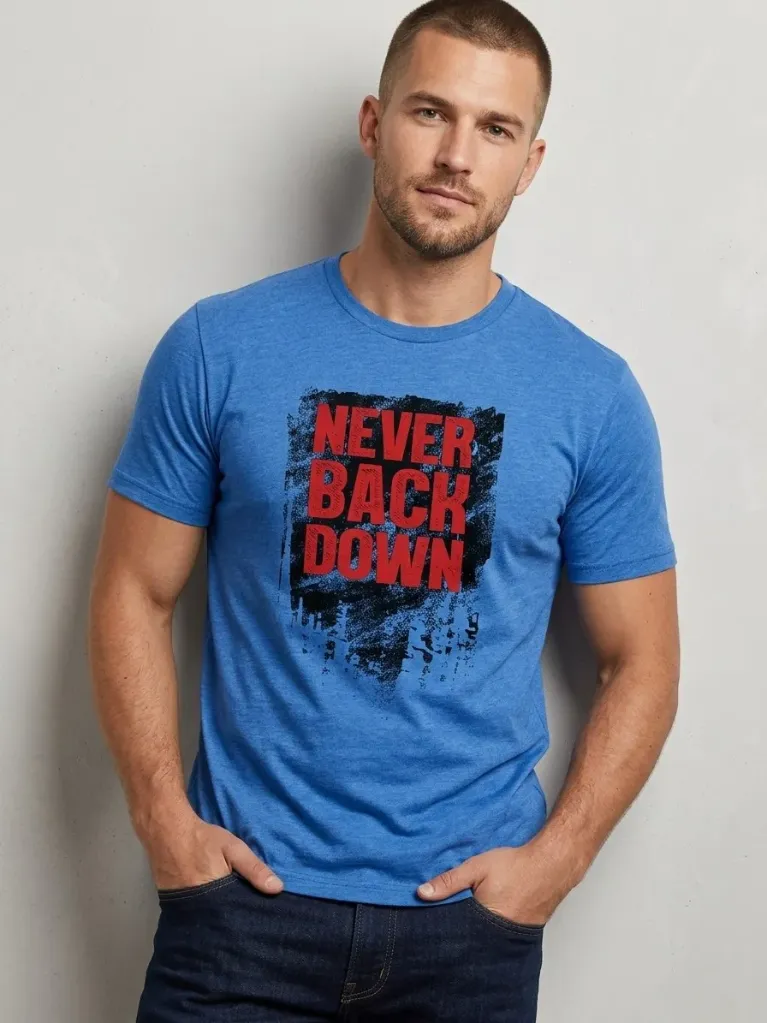 FRANELA DE ALGODON BASICA - NEVER BACK DOWN