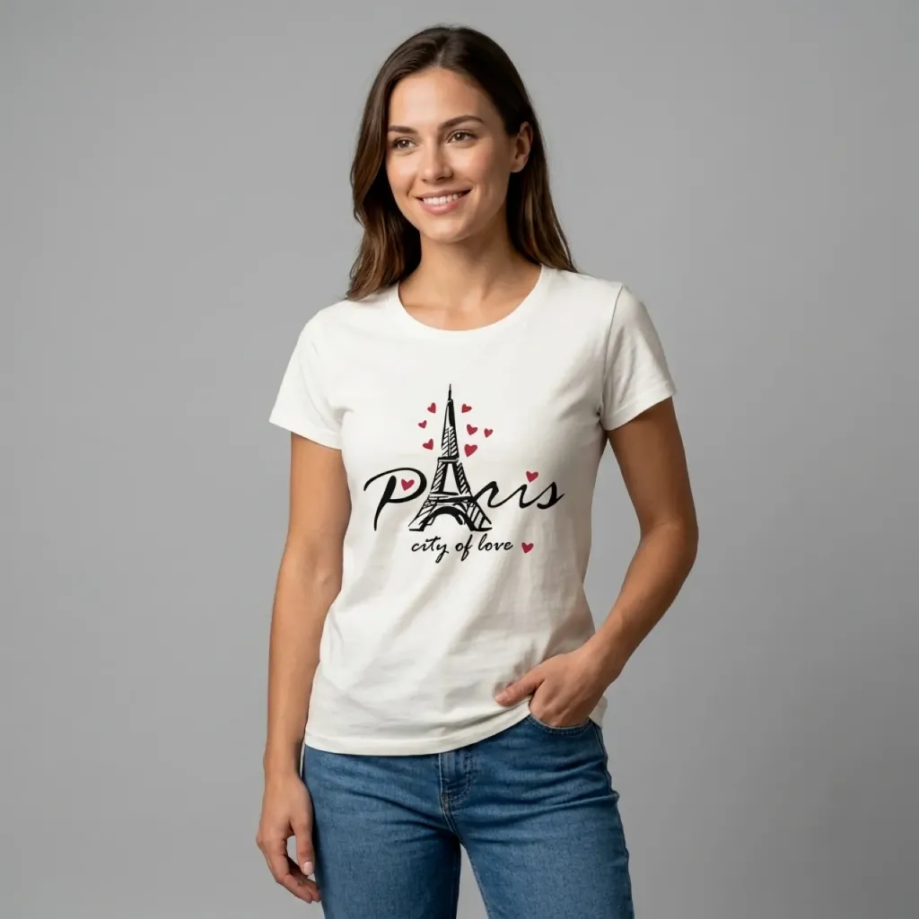 (DOCENA) FRANELA DE ALGODON DAMA - PARIS CUTY OF LOVE